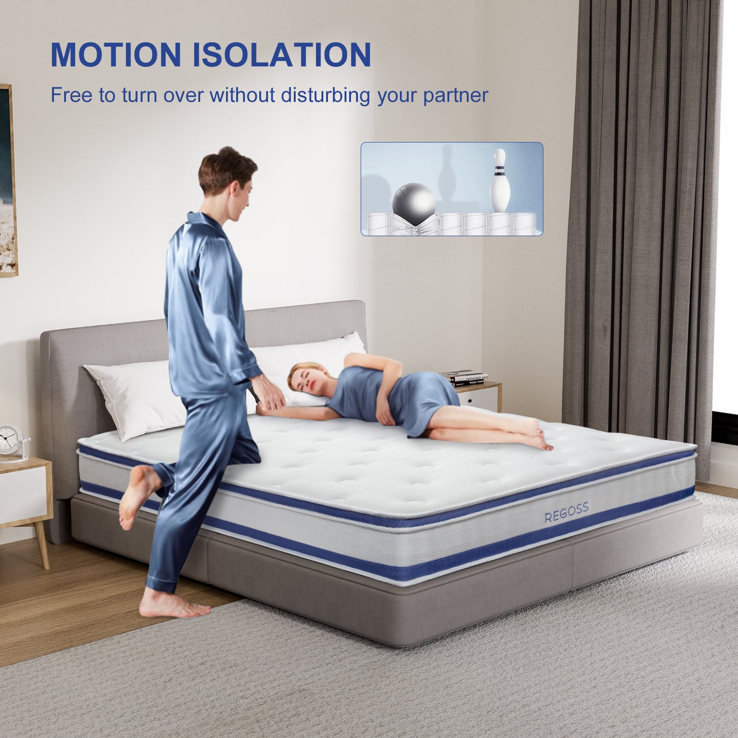 Single Bed Mattress, Hybrid Double Bed Mattress, Single Bed Mattress With Individual Pocket Springs, Boxed Plush Foam Mattress, Medium Soft, Sports Isolation Pressure