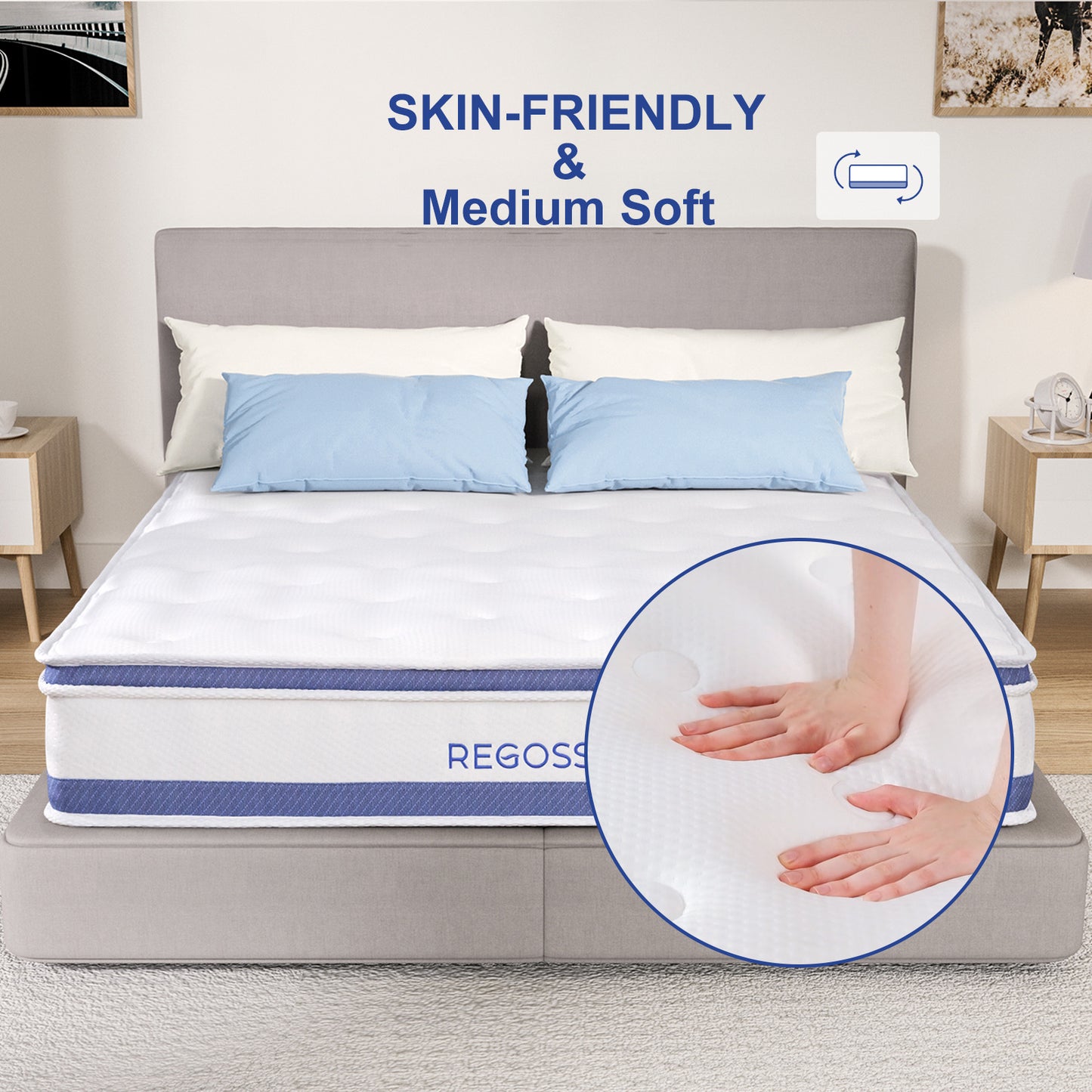 Single Bed Mattress, Hybrid Double Bed Mattress, Single Bed Mattress With Individual Pocket Springs, Boxed Plush Foam Mattress, Medium Soft, Sports Isolation Pressure